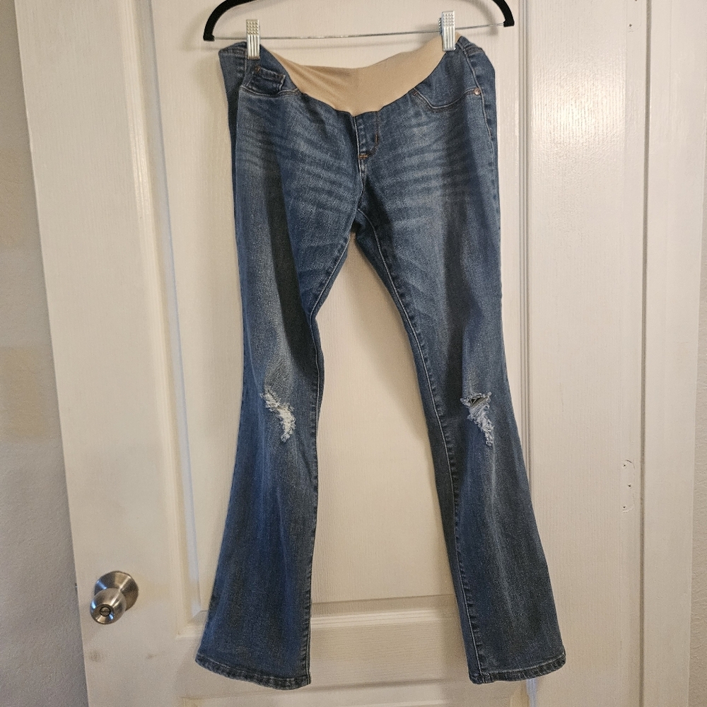 Indigo Blue women's size M Medium maternity Jeans with distressing